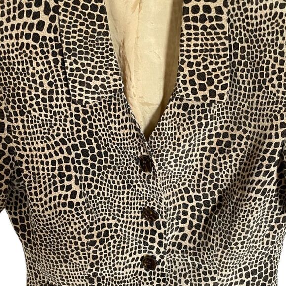 Silk Short Sleeve Jacket Blazer Top - Giraffe Print - Vintage - Size Large - Picture 3 of 4